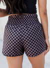 Women Checked Plaid High Waist Athletic Shorts | S-XL: Missy / L / Pink