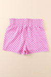 Women Checked Plaid High Waist Athletic Shorts | S-XL: Missy / L / Pink