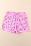 Women Checked Plaid High Waist Athletic Shorts | S-XL: Missy / L / Pink