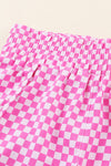 Women Checked Plaid High Waist Athletic Shorts | S-XL: Missy / L / Pink