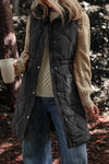 LDC Longline Quilted Stand Collar Puffer Vest: Coffee / L