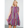 Brit Bright Stripe Ruffle Dress